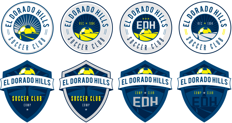 el dorado hills various soccer logo and crest designs