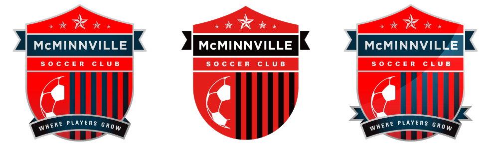 McMinnville Soccer Crest Design Variations
