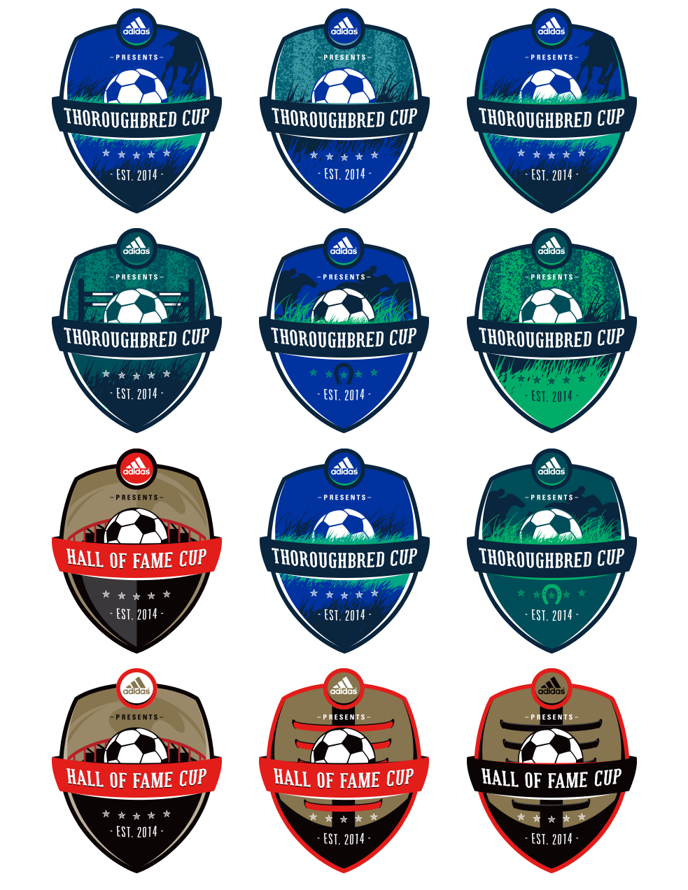 various soccer tournament crest logo options